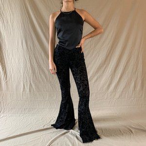 Black Flared Paisley Pants